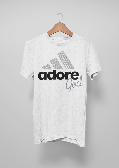 Adore God T-shirt (Adidas Parody) - Romantic Catholic